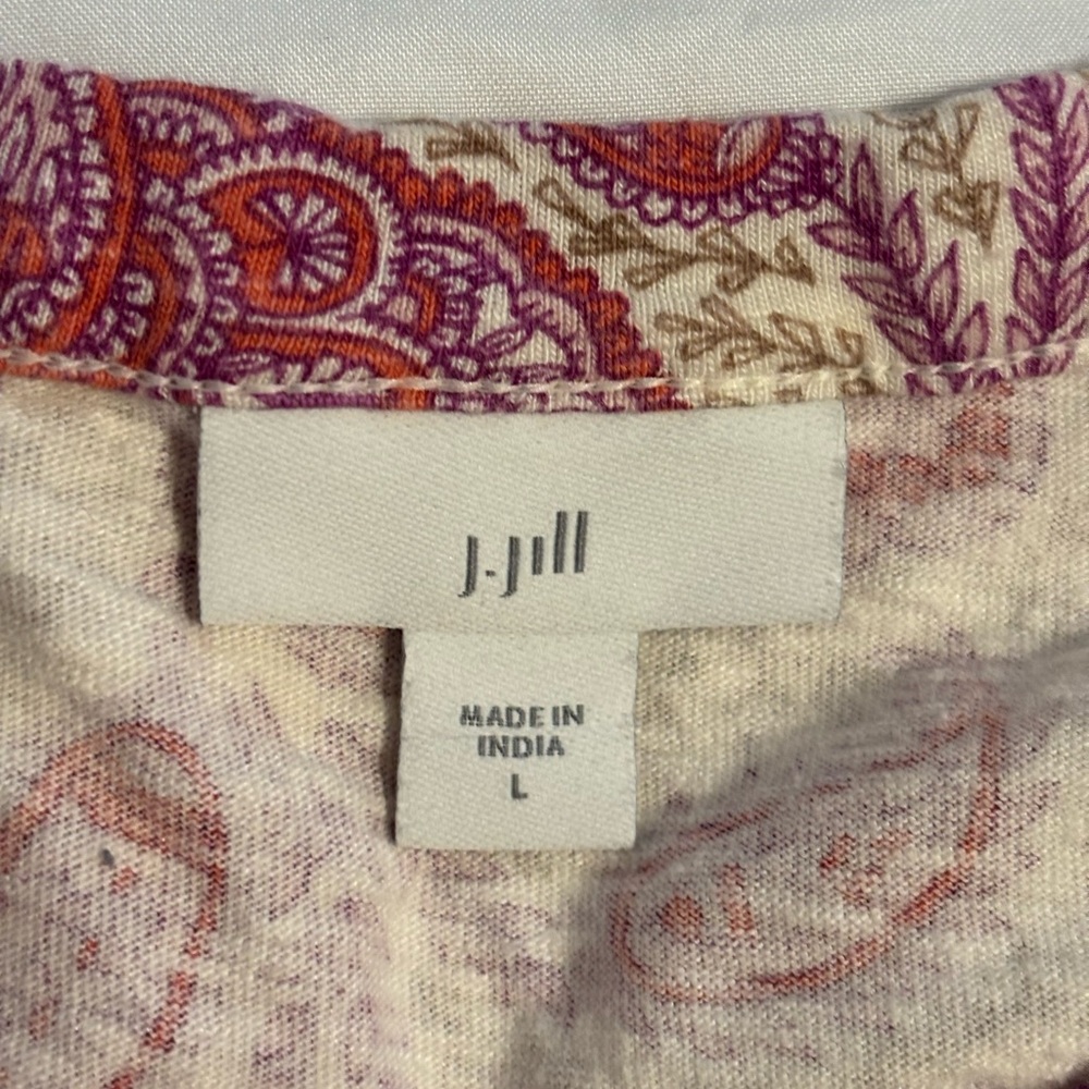 J Jill Large Pink Paisley Sleeveless Dress Soft Cotton Tencel Knit - Picture 2 of 9
